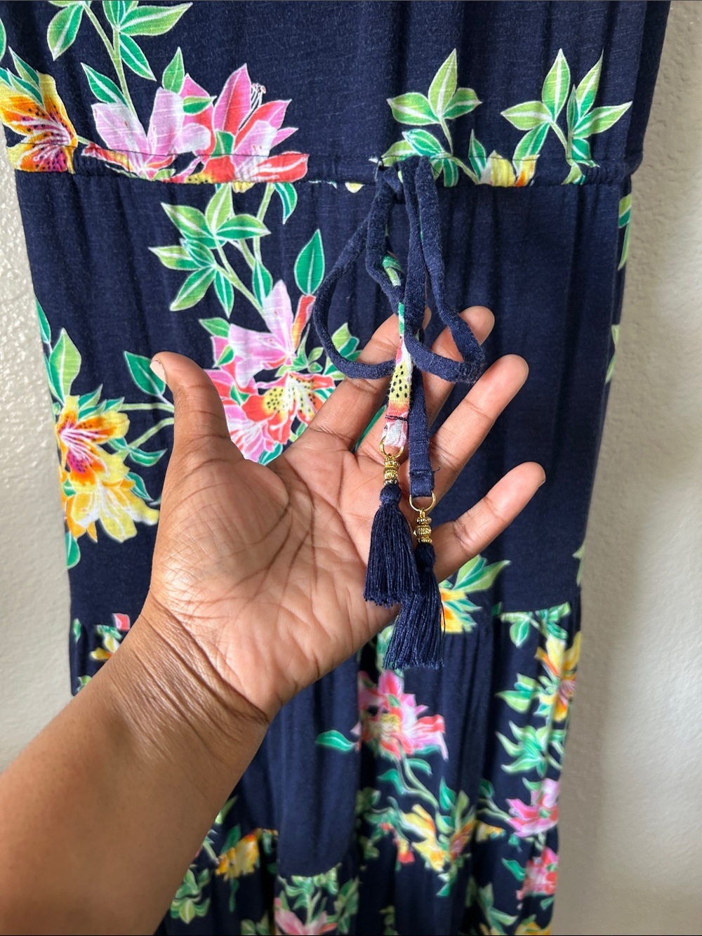 Tommy Bahama Women’s Navy Floral Maxi Dress Tropical Blooms Sz S Vacay TC0024 - Picture 5 of 8